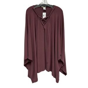 NWT Pixi + Ivy Mauve Pink Criss Cross Front Tie Poncho Shawl Womens Large